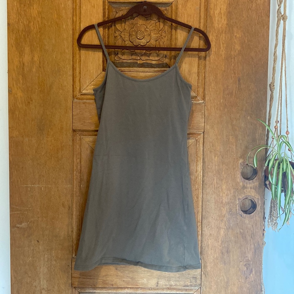 Decjuba basic slip tank dress long tank olive green army large